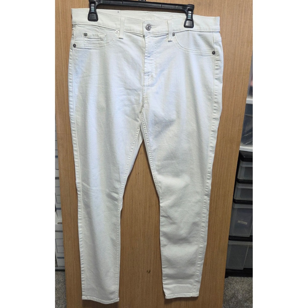 7 For All Mankind Size‎ 32 Ladies Ankle Skinny Jeans White Super Skinny Mid Rise